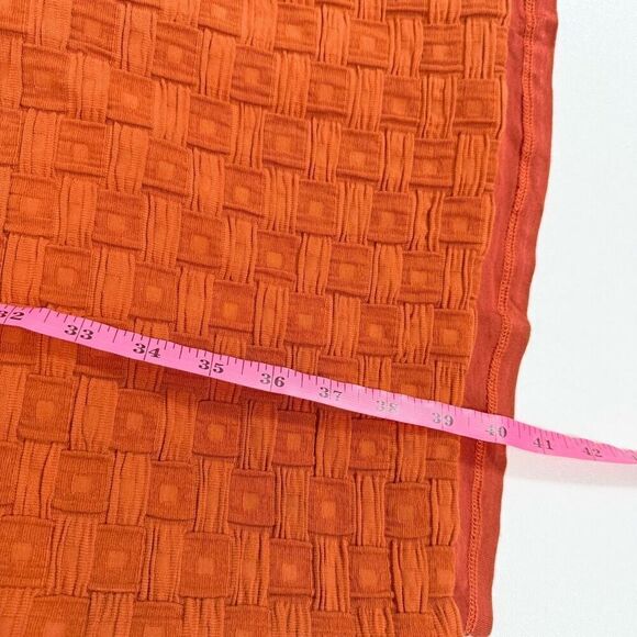 Tabitha Dress Womens 12 Orange Basket Weave Sleeveless Midi Shift V-Neck Country - Picture 7 of 13